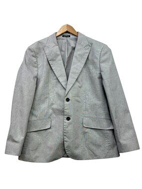 Express Mens Slim Fit Double Button Blazer Jacket Size 42R Light Gray Workwear